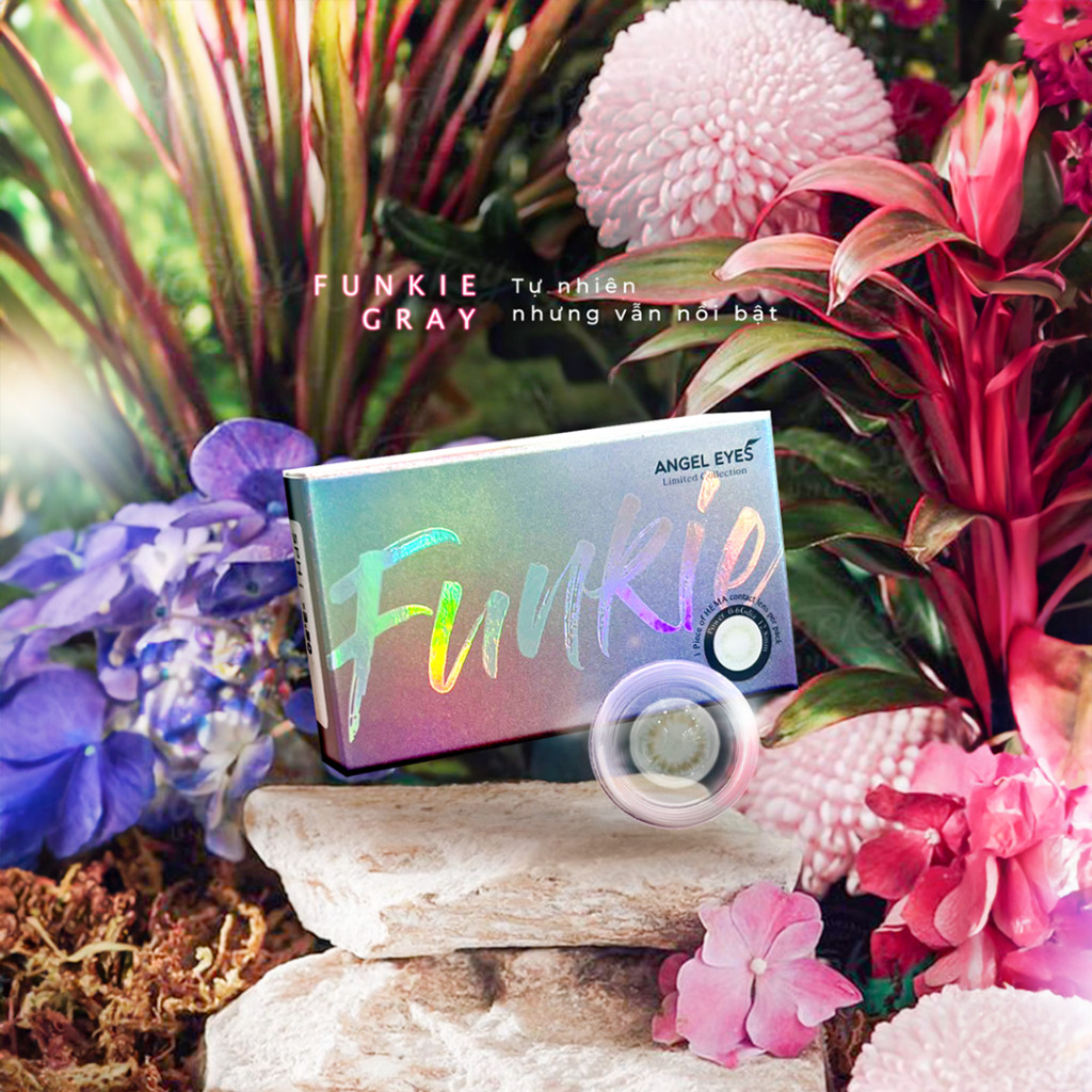 [HÀNG MỚI VỀ] Kính áp tròng xám tây tự nhiên Funkie  Angel Eyes | Lens cận màu xám đường kính nhỏ  12.8mm có độ cận 0-8