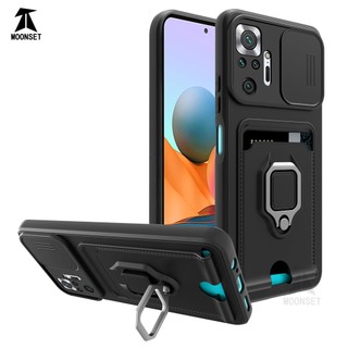 Dành Cho Redmi Note 10 Pro 4G / 10s 4G Ốp Lưng 4 Trong 1 Trượt Camera Bao Đựng Thẻ Đứng Vuông Freebie Dây Chống Sốc Chống Rơi Mỏng Mềm TPU Cover