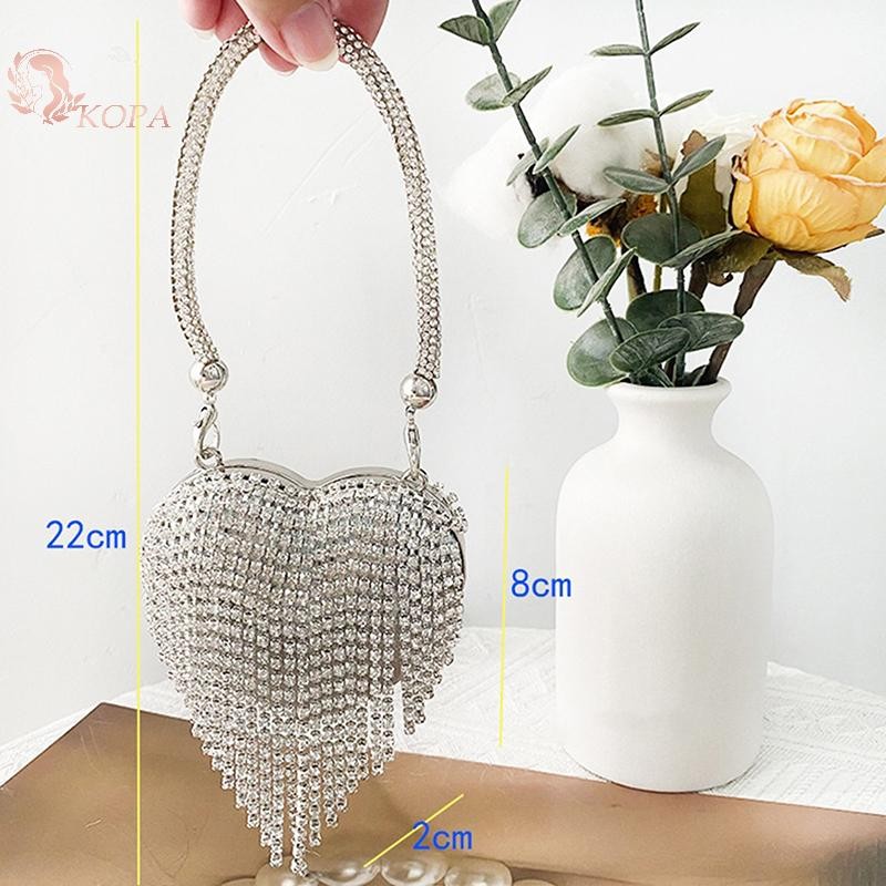 KOPA Sang Trọng Nhỏ Hình Trái Tim Kim Cương Giả Dạ Hội Ly Hợp Ví Nữ Túi Thời Trang Cho Tiệc Quà Tặng VN
