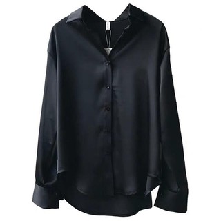 Áo Sơ Mi Nữ Trắng Satin Giả Lụa Dài Tay Rời