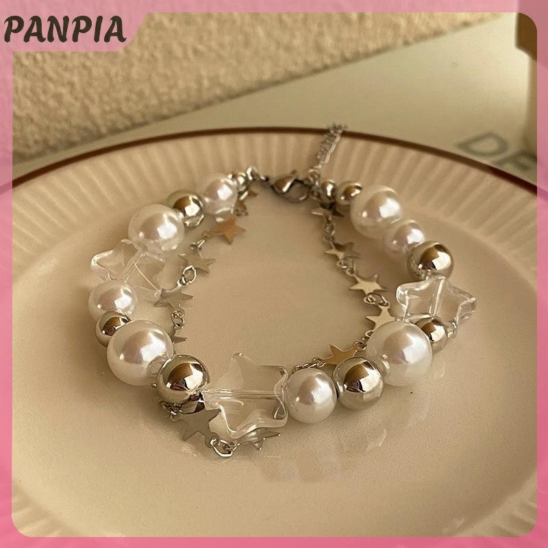 PANPIA-Harajuku Ngôi Sao Vòng Tay Cô Gái Pentagram Ngọc Trai Đính Hạt Lắc Tay Cho Nữ Vintage Thẩm Mỹ Quyến Rũ Vòng Tay Phụ Kiện Trang Sức Quà Tặng