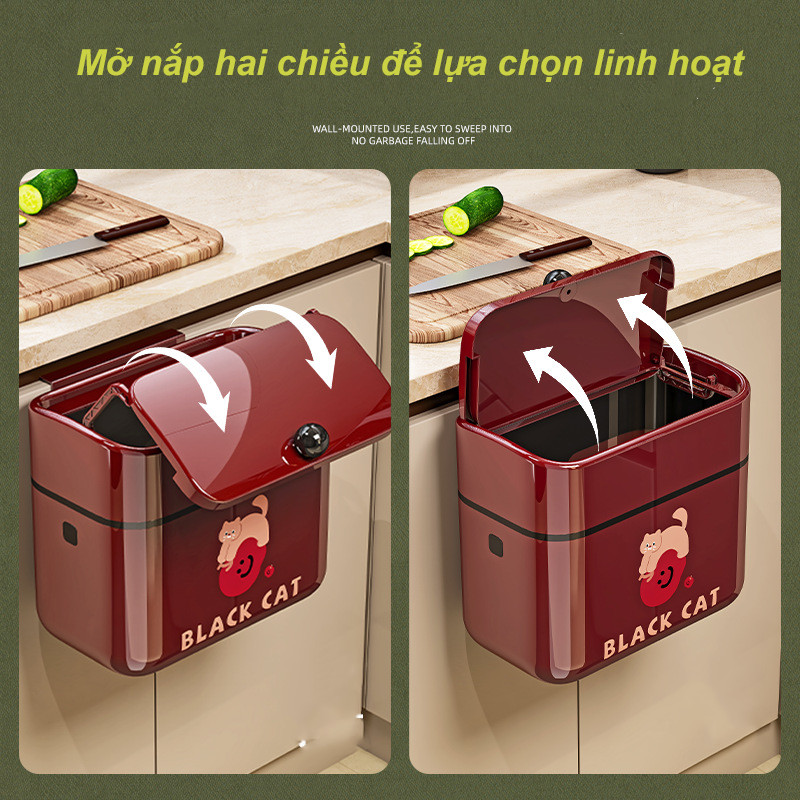 Thùng Rác Dán Tường Treo Tủ Bếp 9L, Thùng Rác Treo, Đường kính lớn, công suất lớn，Cả nhà bếp và phòng tắm đều phù hợp