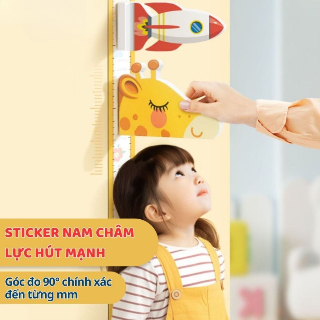 Thước Đo Chiều Cao Cho Bé Dán Tường, Thước Dây Dán Tường Đầu Đo 3D Hút Nam Châm Nhiều Mẫu