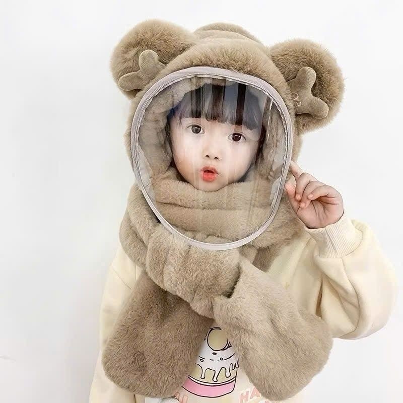 Mũ Len Lông Cừu Trùm Đầu  Kèm Kính  Chắn Gió  Bụi