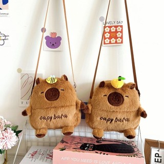 Túi đeo vai WOAY, Túi điện thoại đeo chéo dung tích lớn Capybara hoạt hình, có dây đeo có thể điều chỉnh Dây kéo sang trọng Túi lưu trữ trẻ em
