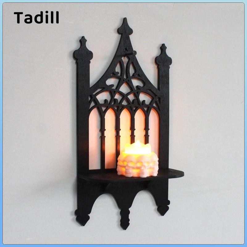 Giá treo tường bằng gỗ, Kệ giữ nến, Trang trí Gothic bằng gỗ cho phòng tắm, lớp học, sân nhà.