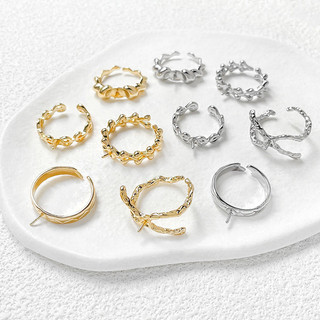 Đồng Chép Vàng Giữ Màu Vàng 18k Rỗng Nhẫn Ngọc Trai Giá Đỡ Nhẫn Tự Làm Handmade Trang Sức Nhẫn Phụ Kiện Chất Liệu