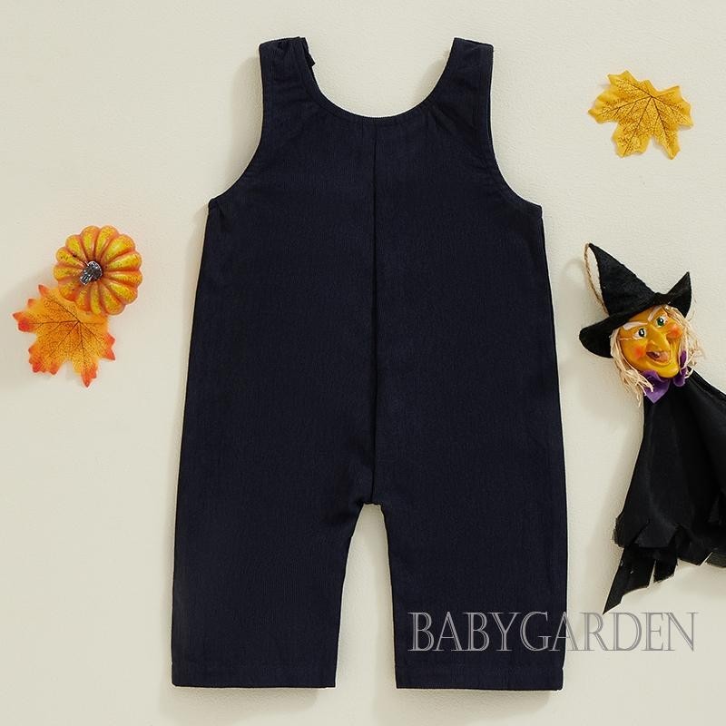 Baga-6month-4years Trẻ Em Bé Halloween Tổng Thể Jumpsuit Ma Thêu Muỗng Cổ Không Tay Áo Liền Quần