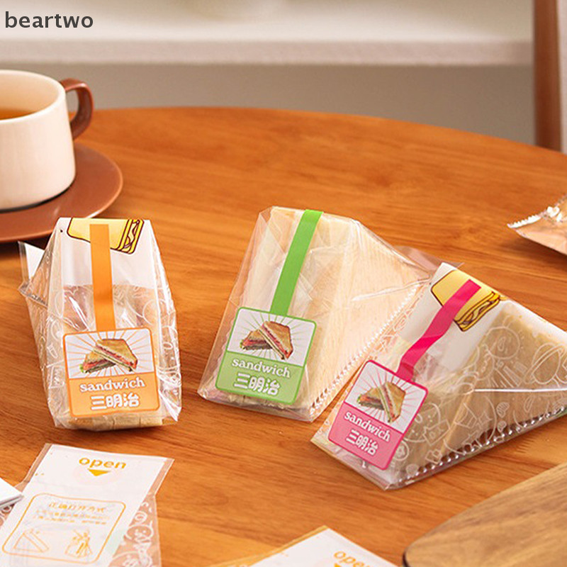 < Beartwo > 100 Chiếc Sandwich Nhựa Bao Bì Túi Tam Giác Trong Suốt Cho Bánh Mì Mông Túi Trang Trí Tiệc Sinh Nhật Điều Trị Đẹp