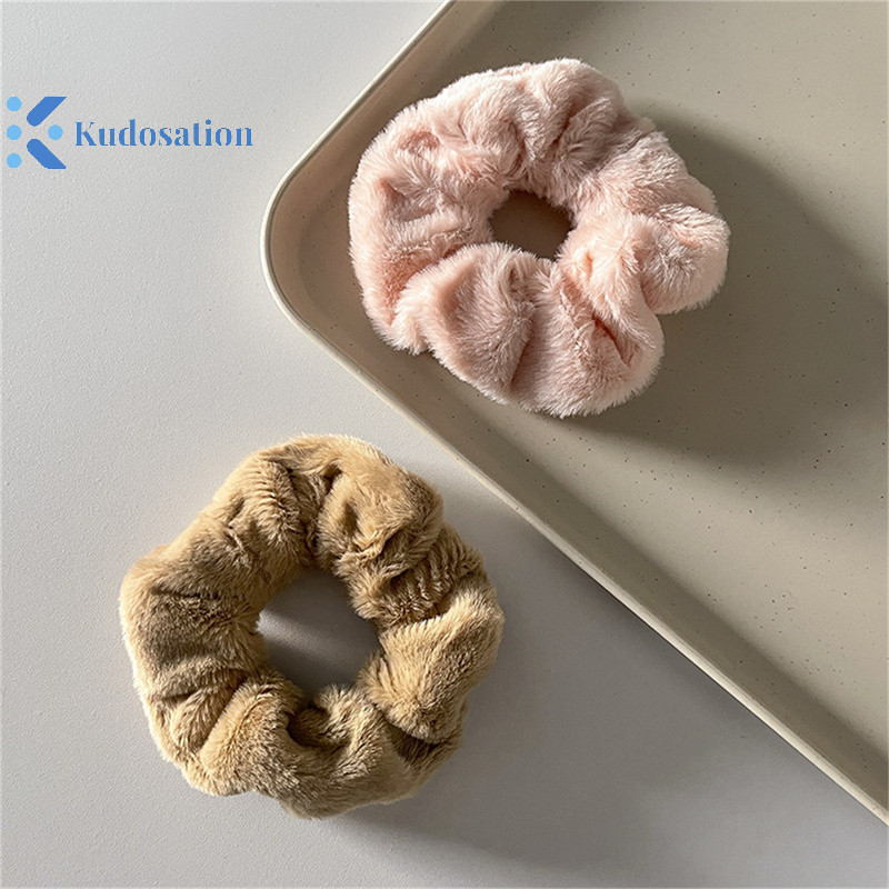 Kudosation Mùa Đông Ấm Áp Tóc Mềm Scrunchies Nữ Cô Gái Dễ Thương Sang Trọng Co Giãn Tóc Nhiều Màu Dây Cao Su