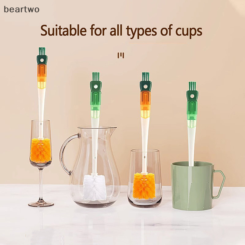 < Beartwo > Bàn chải làm sạch bình nước 5 trong 1 Bình làm sạch cốc Bàn chải giặt Dụng cụ làm sạch nhà bếp Phụ kiện nhà bếp Đẹp