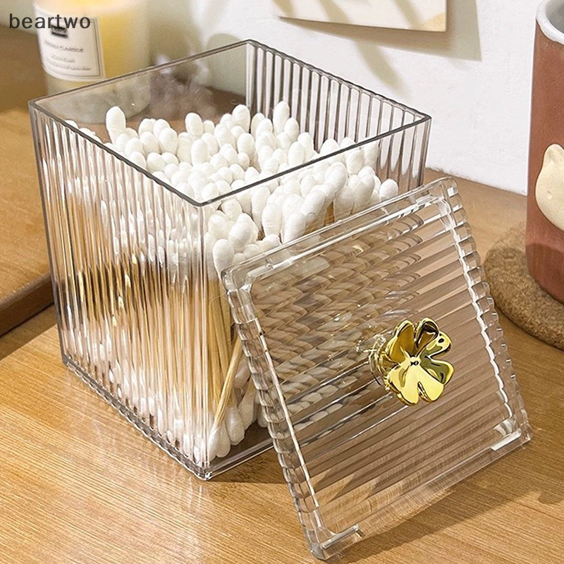 < Beartwo > Hộp đựng đồ trang điểm Acrylic Hộp đựng khăn bông trang sức mỹ phẩm Hộp đựng bông cho tổ chức phòng tắm Đẹp