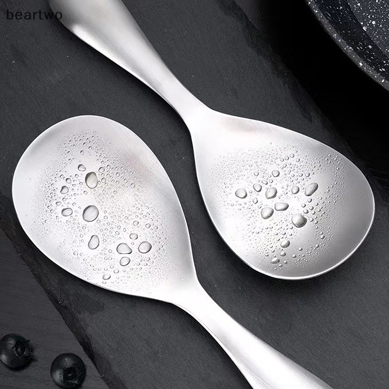 < Beartwo > Thìa Cơm Inox Dày Phong Cách Nhật Bản Tay Cầm Dài Nồi Cơm Thìa Buffet Phục Vụ Muỗng Dụng Cụ Nhà Bếp Cho Gia Đình Đẹp