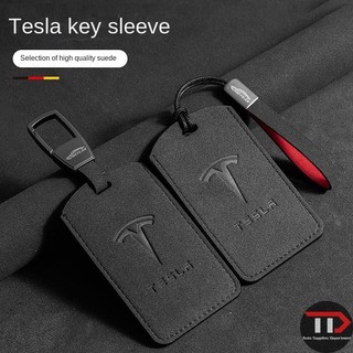 [Hàng có sẵn] Áp dụng cho phụ kiện Tesla Tesla Hộp đựng thẻ khiêm tốn Vỏ chìa khóa da lộn Vỏ chìa khóa ô tô C