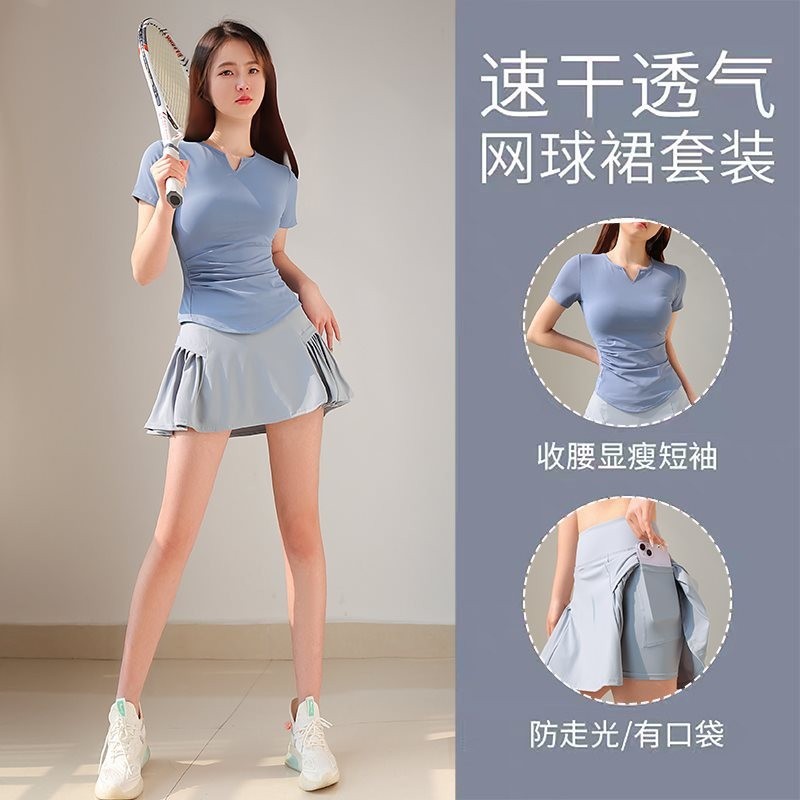 Bộ đồ thể thao cầu lông dành cho nữ Mùa hè Squash Tennis Jersey Yoga Áo thun ngắn tay tập thể dục Quần áo khô nhanh Hai