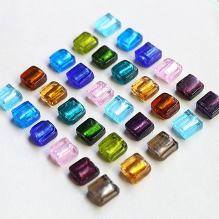 Hình vuông thủy tinh rời hạt trong mờ cảm giác hạt mặt dây chuyền cá tính diy trang sức thủ công Bông tai Phụ kiện kết cườm
