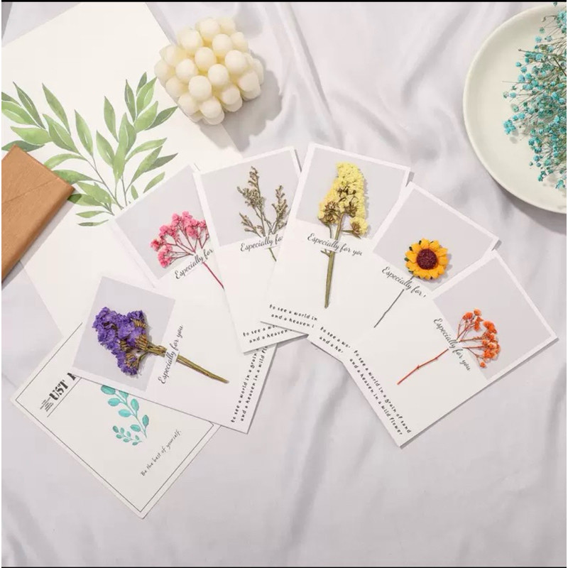 Combo 25 Thiệp Hoa Khô Viết Tay – Thiệp Quà Tặng Handmade Cao Cấp Dùng Cho Sinh Nhật, Valentine, 8/3, 20/10