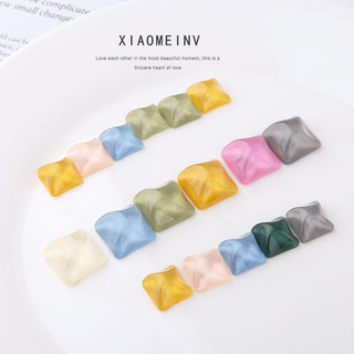 Tự làm thủ công màu thạch không xốp mờ gợn sóng nhựa kích thước VUÔNG Miếng dán trang sức bông tai chất liệu Đinh