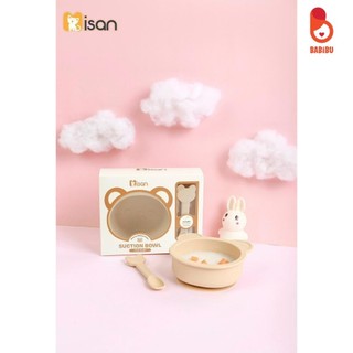 Bát gấu kèm thìa silicon thương hiệu Misan, có đế hít chống đổ cho bé