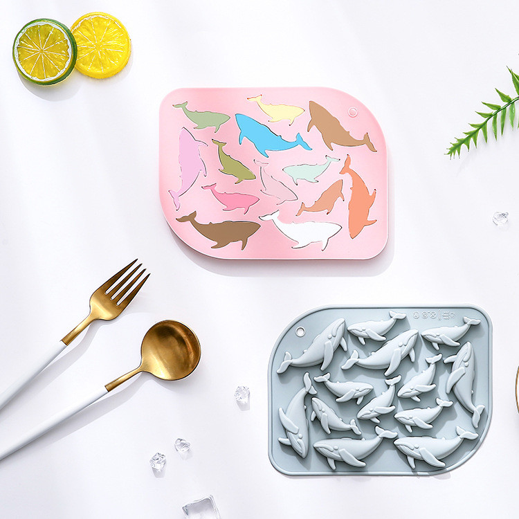 13 Khoang Hình Cá Voi Khuôn Silicon Làm Đá/Socola/Bánh Trang Trí Cho Bé, Dụng Cụ DIY Nướng Bánh