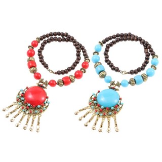 [Còn hàng] Vòng cổ mặt dây chuyền Bohemian NOOKSTORY, Vòng cổ Bohemian cổ điển bằng hợp kim, Quà tặng chất lượng cao Trang sức Vòng cổ dài ngọc lam cho bé gái