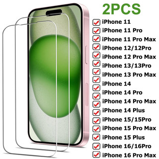2 Chiếc Kính Cường Lực Cho iPhone 11 12 13 14 15 16 Pro Max 13 Mini Bảo Vệ Màn Hình Cho iPhone 16 15 14 Plus Kính Bảo Vệ Phim