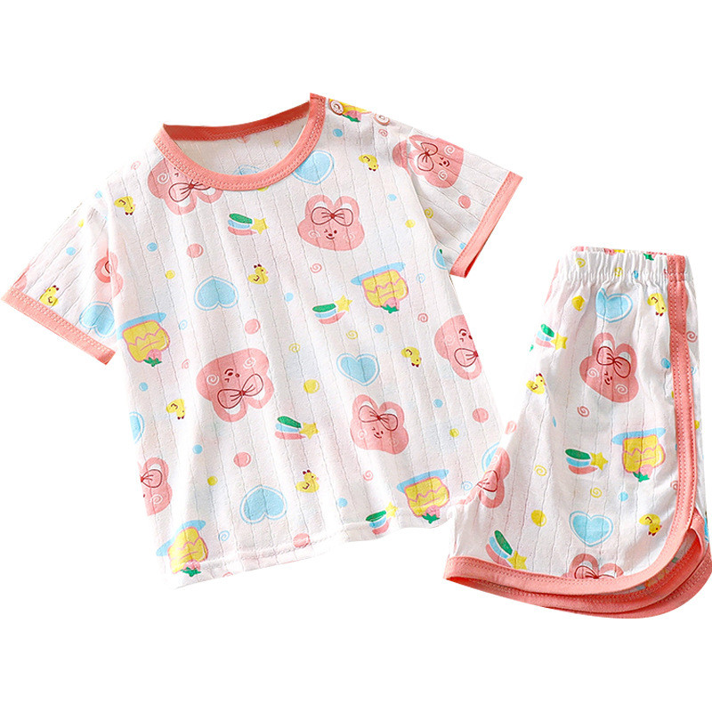 Trẻ Em Mùa Hè Cotton Nguyên Chất Quần Short Tay Ngắn Phù Hợp Với Bé Trai Bé Gái Mới Phong Cách Mỏng Quần Áo Trẻ Em # * 2UAF