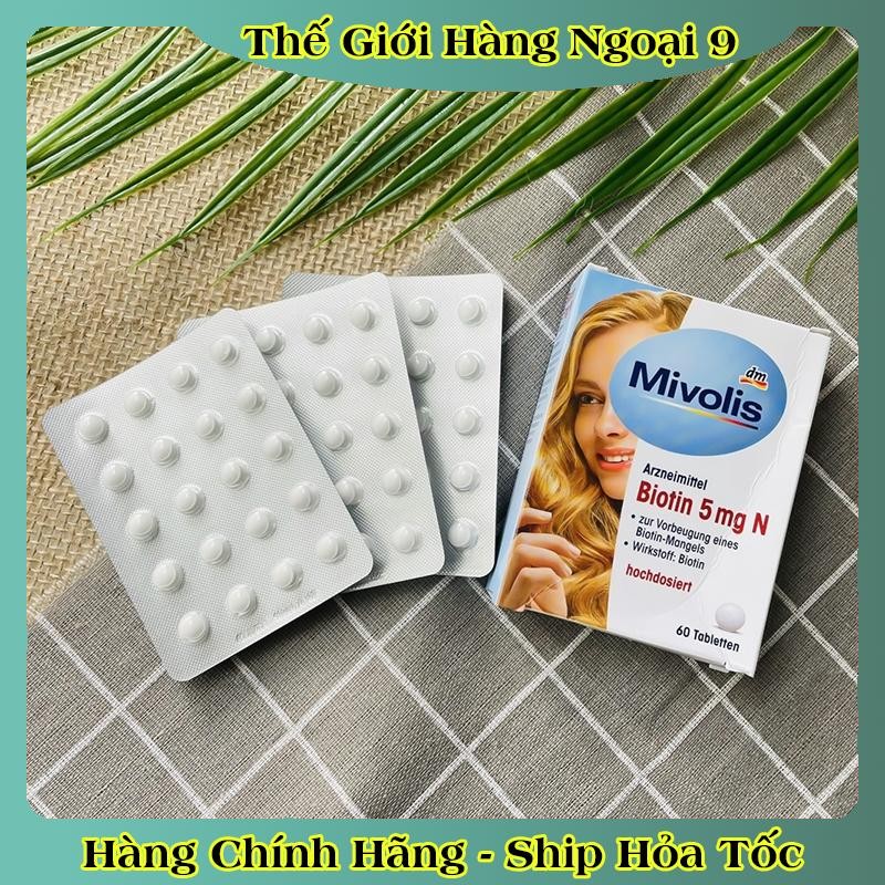 Viên mọc tóc Biotin Mivolis dưỡng tóc, giảm rụng, nội địa Đức 60v - Date mới đủ bill