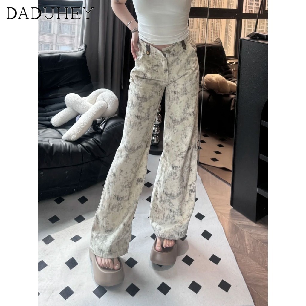 Ảnh DaDuHey New American Ins High Street Hip Hop Jeans Niche High Waist Loose Wide Leg Pants Large Size Trousers 4