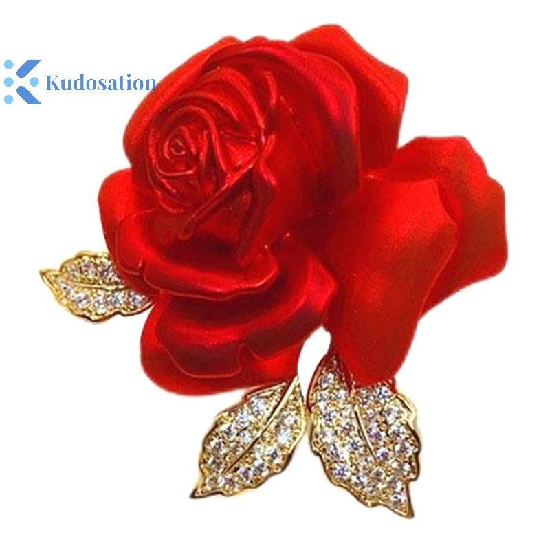Kudosation Tính Khí Hoa Hồng Đỏ Thổ Cẩm Cao Cấp Phù Hợp Với Phụ Kiện Chân Thiết Kế Trâm Cài