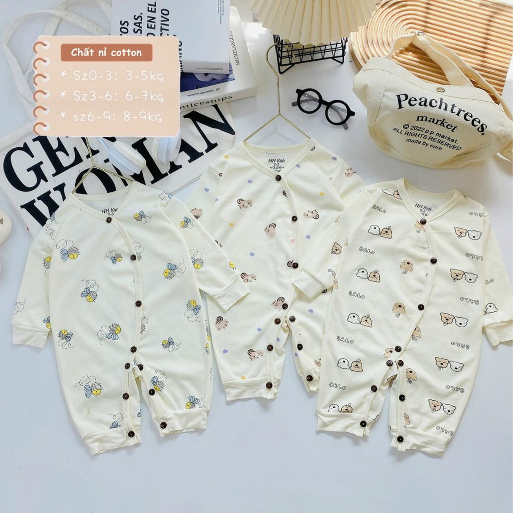 Set 2-3 Bộ Body Dài Tay Nỉ Cotton Thu Đông Cho Bé Sơ Sinh mềm mịn cho bé sơ sinh trai gái 0-9 tháng NC003 Đậu Đậu Store