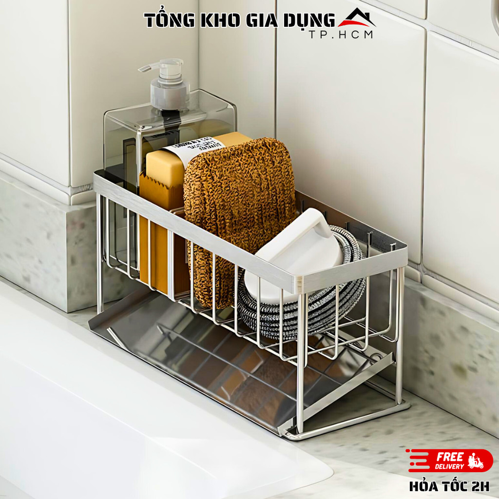 Kệ Đựng Đồ Rửa Chén Inox 304 Gác Bồn Rửa Chén Kèm Đĩa Dốc Thoát Nước ...