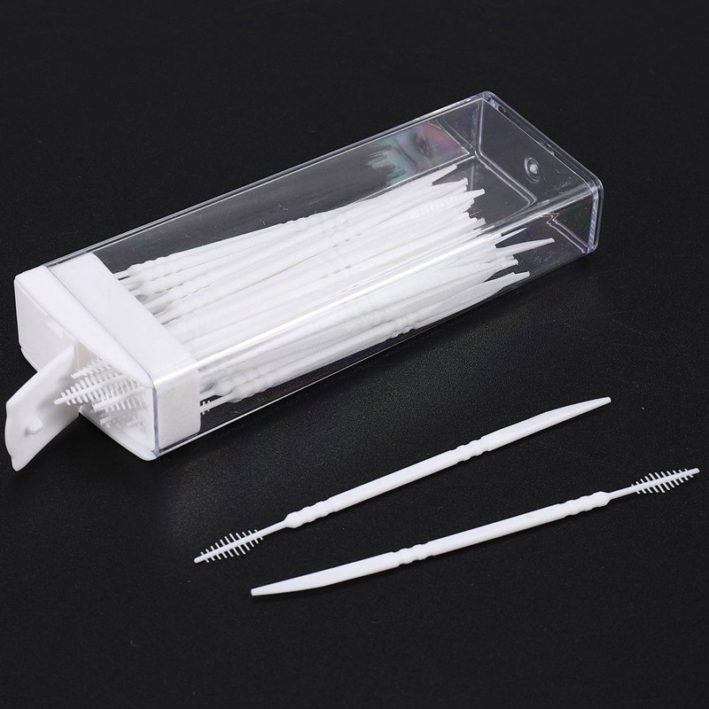 Bộ 50 Nhựa Tăm 2 Chiều Răng Chọn Bàn Chải Interdental Cleaner Hộp Di Động Màu Sắc Ngẫu Nhiên