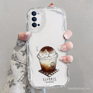 Ốp điện thoại trong suốt OPPO RENO 5 4 reno4 reno5 4G 5g Ốp mềm ốp điện thoại trong suốt hình hoa mèo lượn sóng cảm giác cao y6ig