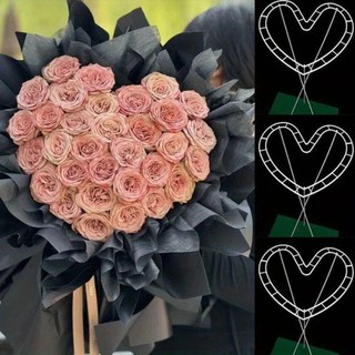 INENK Giá đỡ bó hoa 3 BỘ, Đế cắm hoa lắp ráp dễ dàng bằng nhựa, Dụng cụ đóng gói hoa hình trái tim DIY bền bỉ