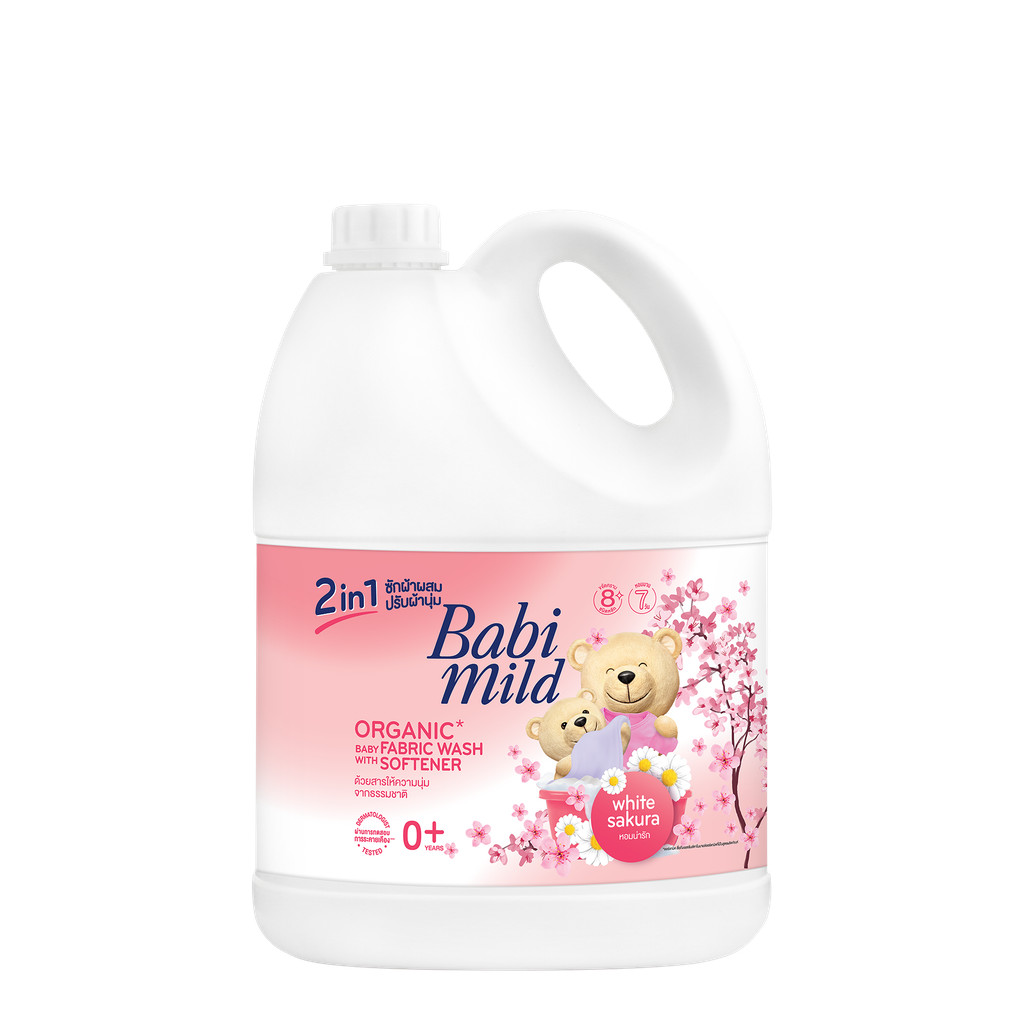 Nước Giặt Xả Cho Bé 2in1 Dịu Nhẹ Babi Mild White Sakura Bình 2800ml
