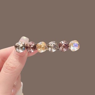 Mauropoli [Sẵn sàng] Kẹp mỏ vịt pha lê màu tím tinh tế cao cấp Kẹp phẳng Full Diamond Classy Bangs Clip Kẹp mỏ vịt Kẹp tóc Kẹp bên