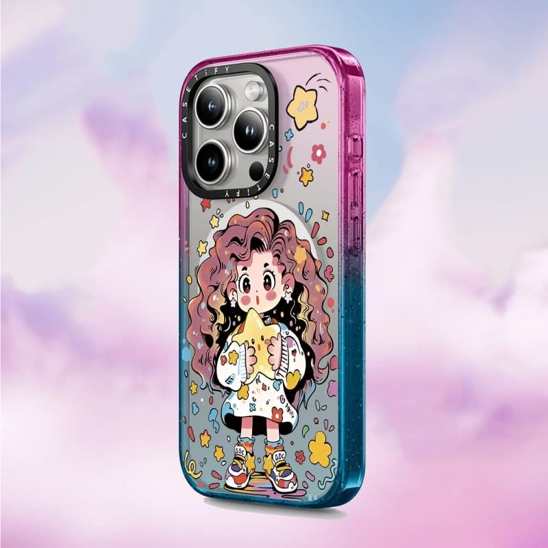 Casetify X Cô Gái Lấp Lánh Hút Từ Tính Ốp Lưng Acrylic Cứng Cho Apple IPhone 12 13 14 15 16 Pro Max Plus Có Hộp