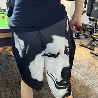 Eershenshi Quần short nam chó cặp đôi trang phục chó tha mồi vàng họa tiết husky quần short thể thao ngộ nghĩnh