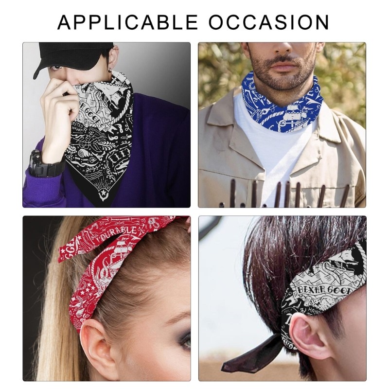 Vic Unisex Turban Khăn Đầu Mũ Vuông Khăn Cho Cắm Trại Đi Xe Đạp Tinh Tế Họa Tiết Chữ Bao Bọc Tóc