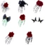 KIN Gothic Skeleton Tay Phụ Kiện Tóc Với Ren Hoa Hồng Chi Tiết Kẹp Tóc Halloween