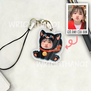 Móc đeo điện thoại, móc khóa acrylic in theo yêu cầu ghép mặt linh thú cute cặp đôi, mẹ và bé quà tặng ý nghĩa đáng yêu