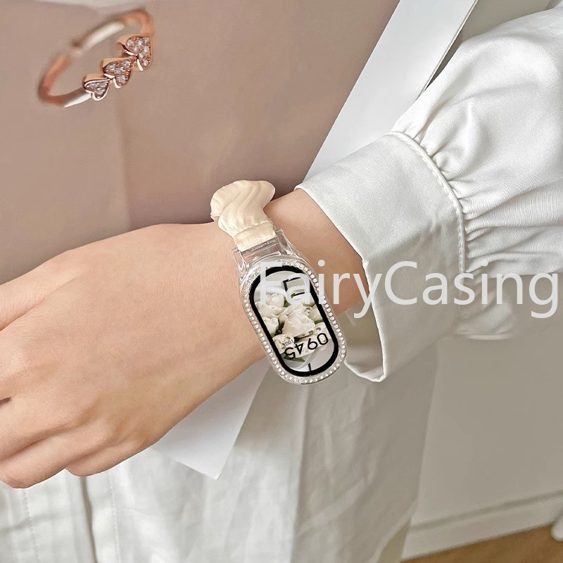 Vòng đeo tay dây đeo đồng hồ Nylon phổ biến cho Xiaomi Mi Band 10 8 9 NFC Vải mềm đàn hồi Scrunchie Dây đeo cổ tay thay thế