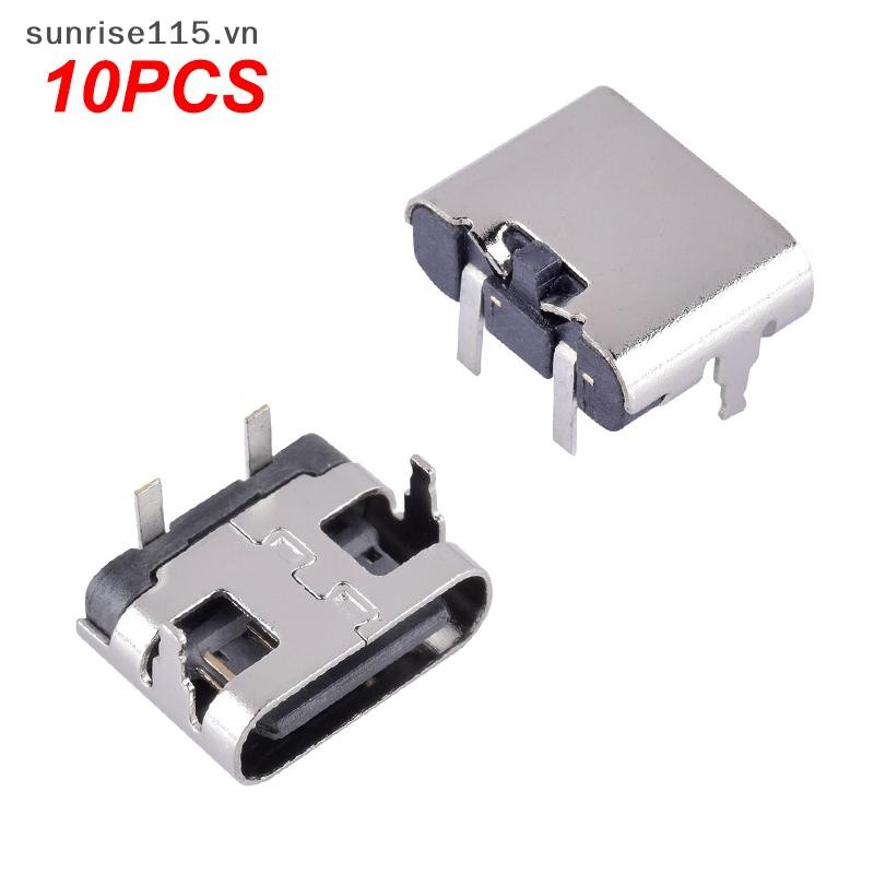 Srvn 10 Chiếc 2 Pin Micro USB Loại C Ổ Cắm Kết Nối USB 3.1 Type-C Nữ Jack Cắm Điện Dock Cho Cổng Sạc Điện Thoại Di Động.