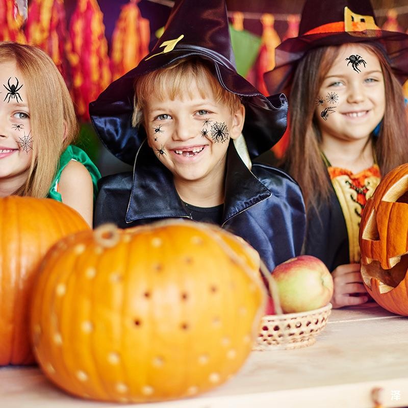 Halloween Đen Nhện Hình Xăm Miếng Dán Chống Thấm Nước Cô Gái Bé Trai Cánh Tay Hình Xăm Dán Sáng Tạo Đảng Quà Tặng