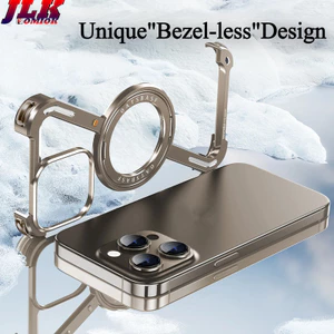 Ốp điện thoại từ tính bằng kim loại cho iPhone 17 ProMax 17 Air / 14 / 15 / 16 Pro Max S24 Ultra Bazel-Less Vỏ điện thoại nam châm cản trước w / 360° Giá đỡ vòng xoay