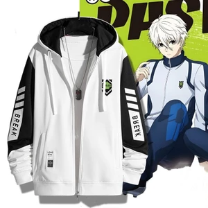 Áo khoác cosplay YB1 - Áo cardigan chui đầu 3D với khóa xanh Mikage Reo Isagi Yoichi Nagi Seishiro