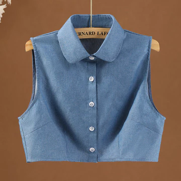 cổ giả áo sơ mi cổ giả sơ mi cổ giả áo sơ mi cổ giả sơ mi Cổ giả denim nữ cổ nhọn màu xanh áo len áo sơ mi tất cả các kết hợp mùa thu và mùa đông với khí chất lưu manh phù hợp với cổ áo gió 1UB2