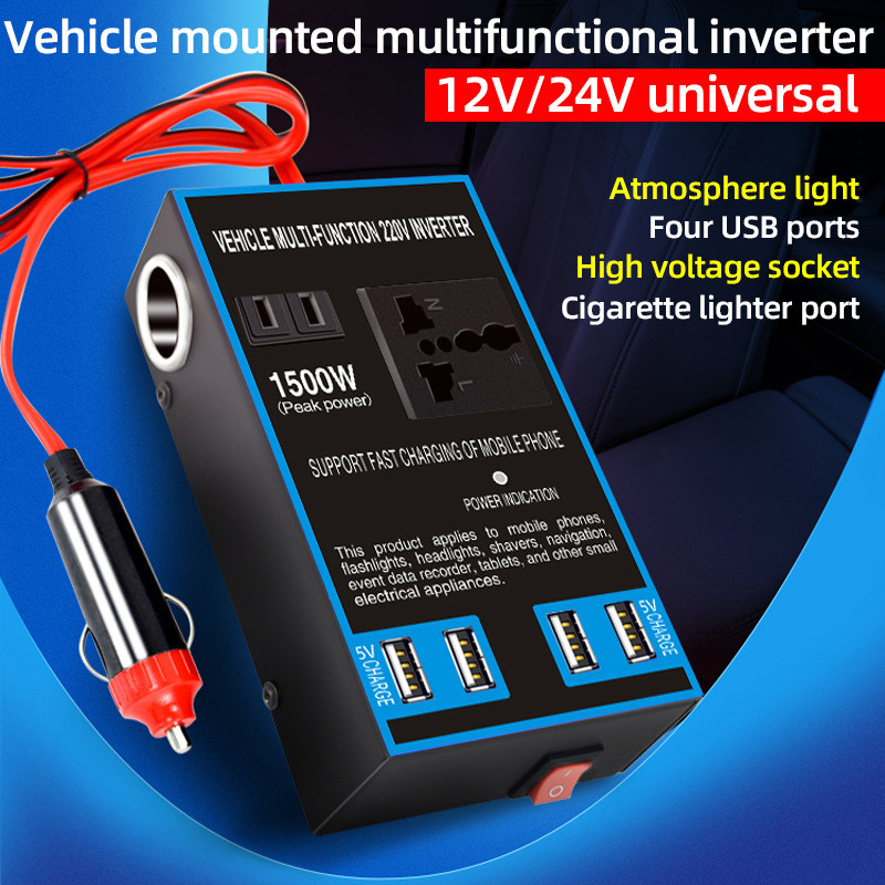 Bộ chuyển đổi biến tần ô tô 12V24V sang 220v xe tải công suất cao sạc xe hơi ổ cắm điện biến áp