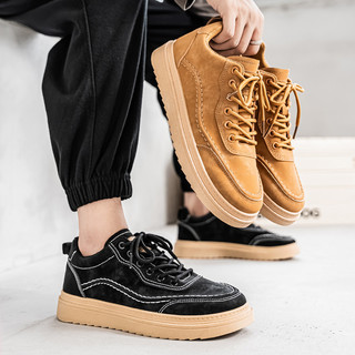 Hàng sẵn có Giày thể thao thông thường Kaki Size lớn Giày nam thời trang bốn mùa Giày thông thường hợp thời trang cao cấp Giày đế bằng cỡ lớn Da Giày đôi phong cách mới Giày thể thao